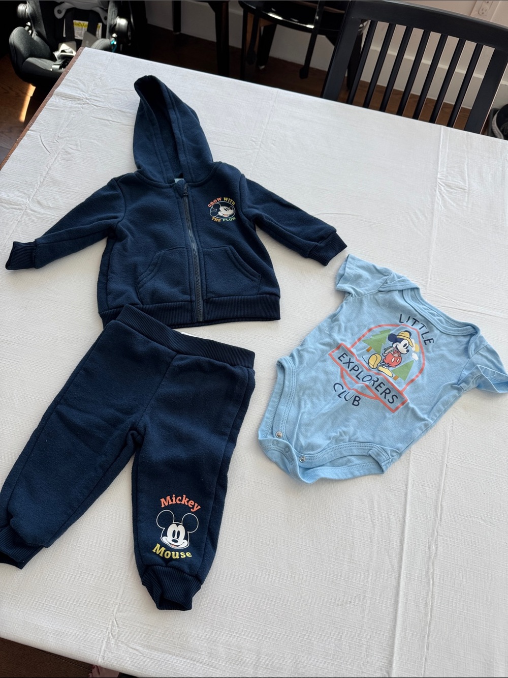 Disney Navy & Light Blue Mickey Mouse 3-Piece Baby Outfit